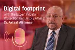 Profile picture of the Expert in Data Protection Regulatory Affairs Ashraf Ali Ismael and next to him the words Digital Footprint.